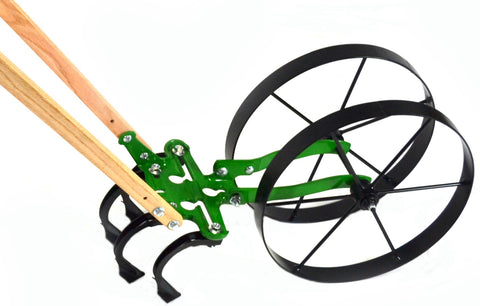 Double Wheel Garden Cultivator with Standard Handles